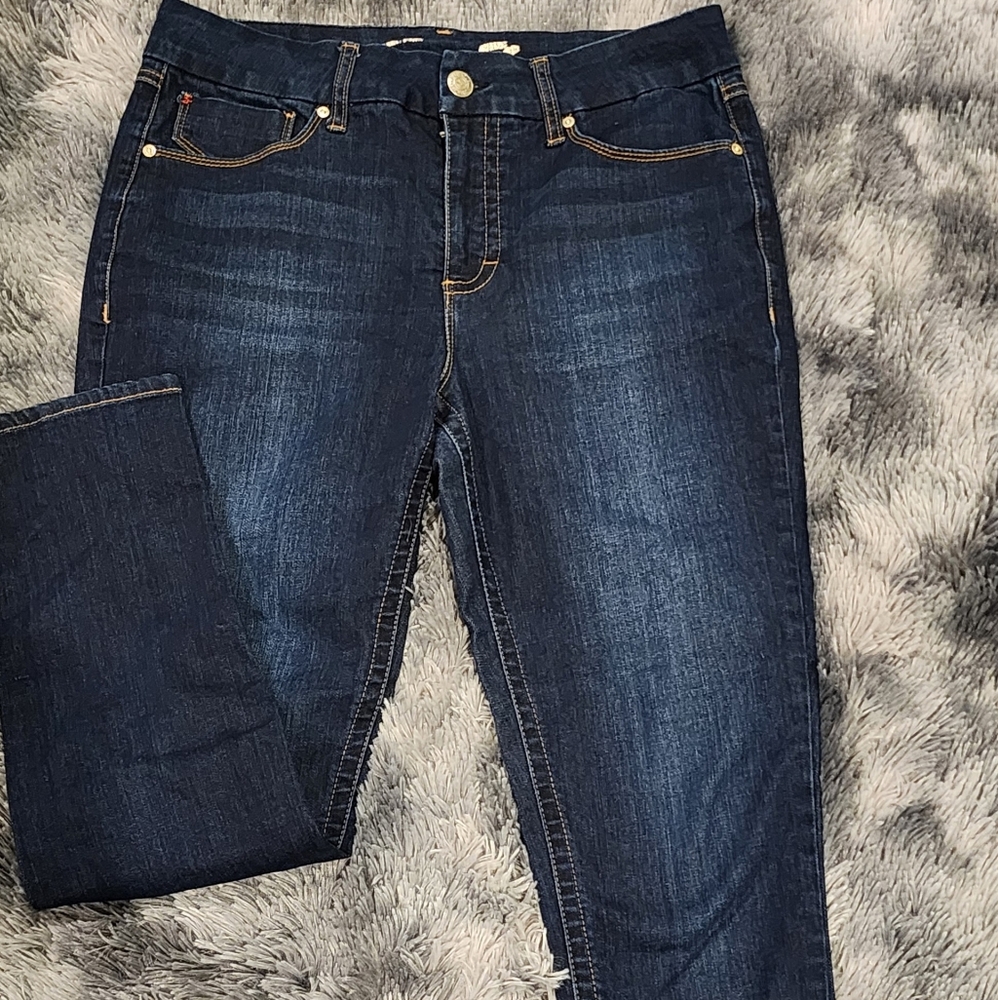 Seven7 Blue Skinny Jeans with Faded Look and Standard Waistband